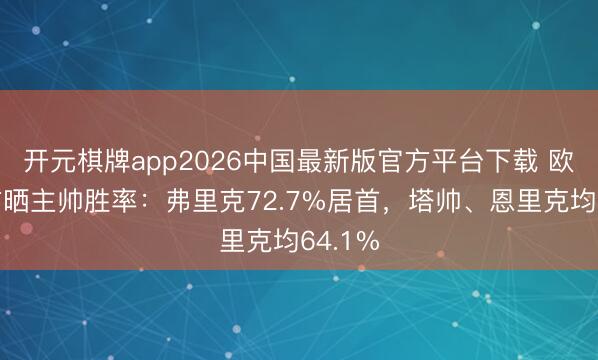开元棋牌app2026中国最新版官方平台下载 欧冠官方晒主帅胜率：弗里克72.7%居首，塔帅、恩里克均64.1%