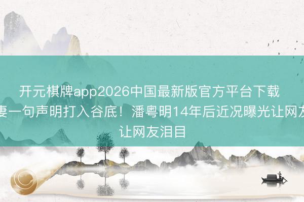 开元棋牌app2026中国最新版官方平台下载 被前妻一句声明打入谷底！潘粤明14年后近况曝光让网友泪目
